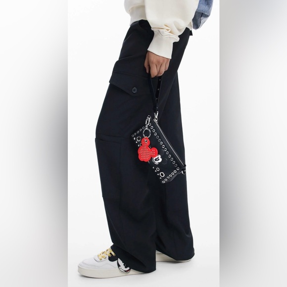 DESIGUAL Black Vegan Leather Mickey Crossbody w/Grommets - Picture 2 of 9